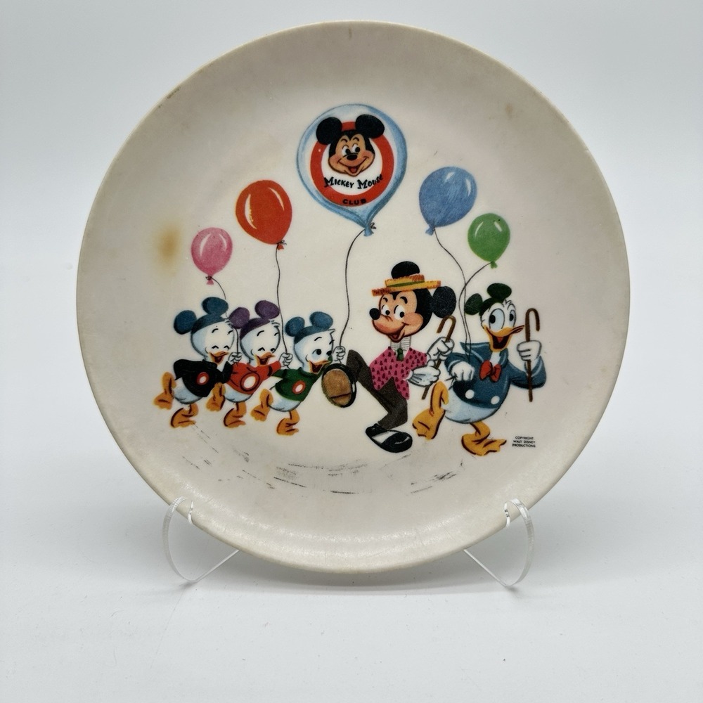 Vtg Walt Disney Mickey Mouse Club‎ 1960s Melamine 7" Plate Character Nostalgia